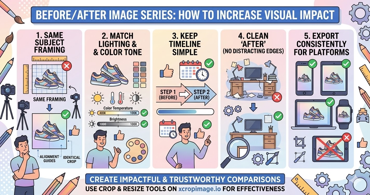 Before/After image series to increase visual impact.