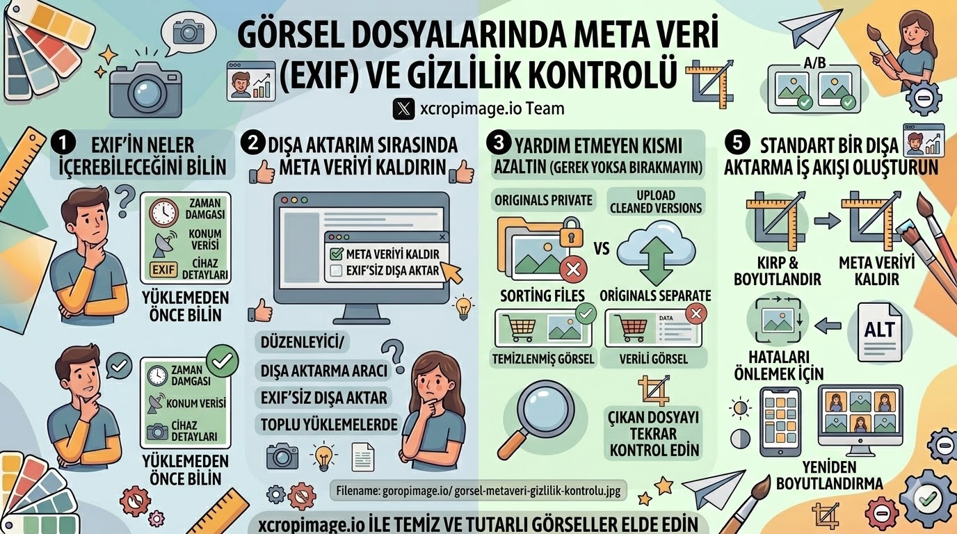 Görsel dosyalarında meta veri (EXIF) ve gizlilik kontrolü.