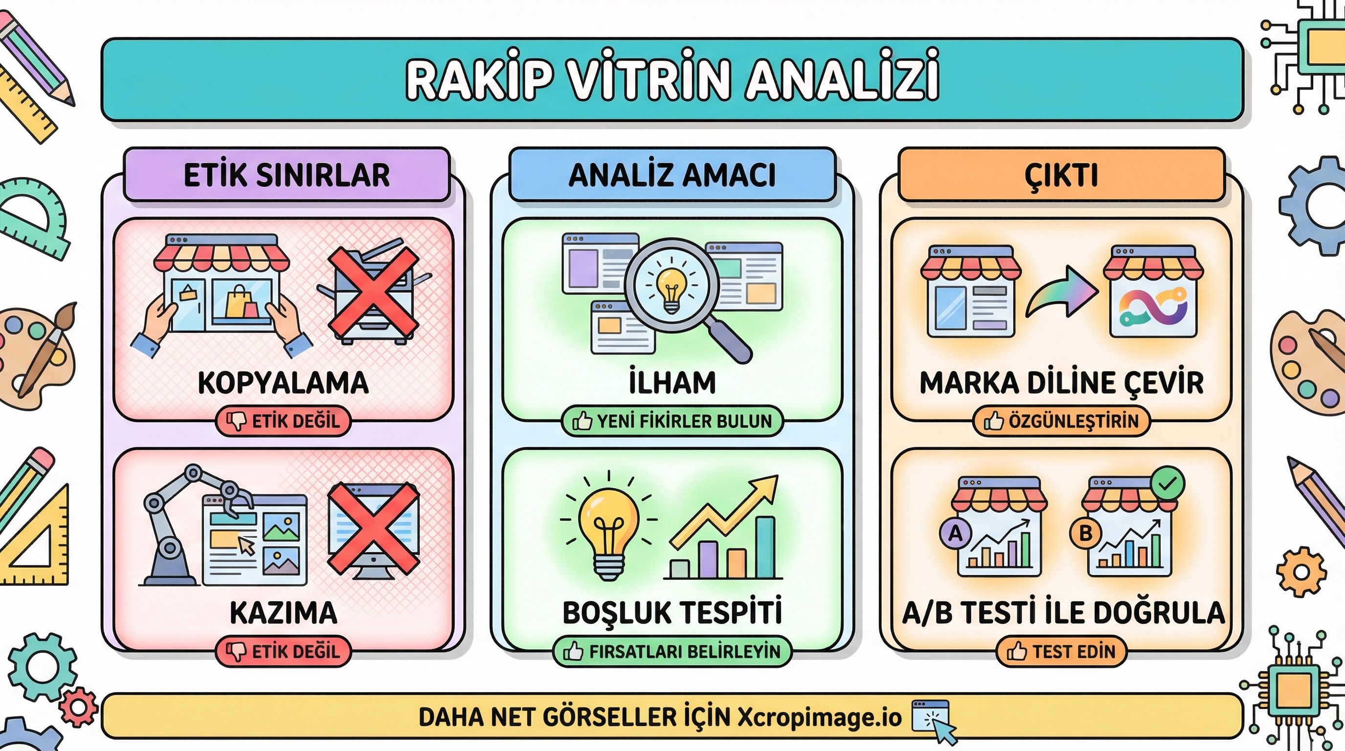 Rakip vitrin analizi: görsel dil, teklif sunumu ve farklılaşma (etik çerçeve)