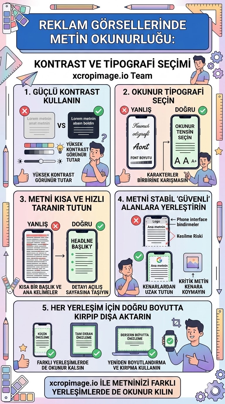 Reklam görsellerinde metin okunurluğu kontrast ve tipografi seçimi.
