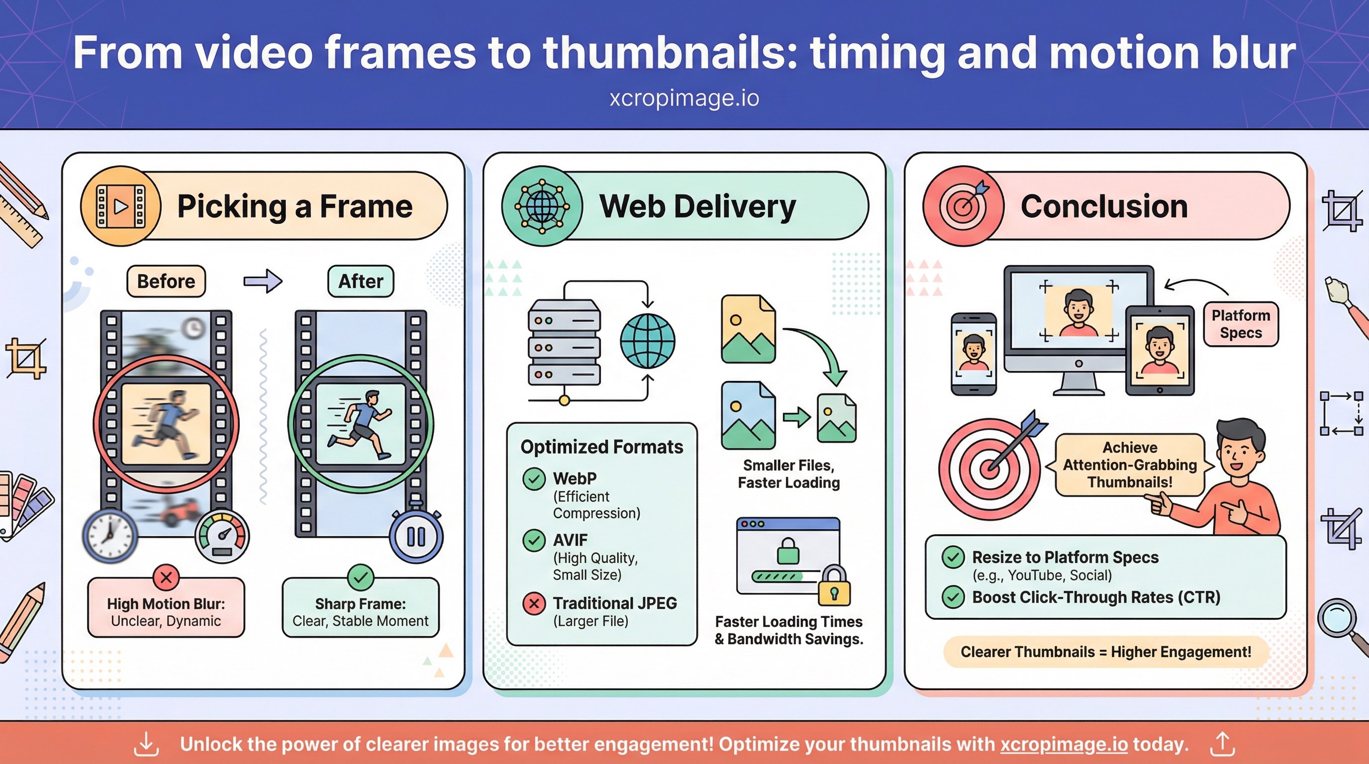 From video frames to thumbnails: timing and motion blur